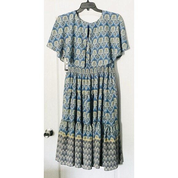 Julian Taylor Women's  Short Sleeve Round Neck Printed Chiffon Dress NWT, 14W - Picture 4 of 8